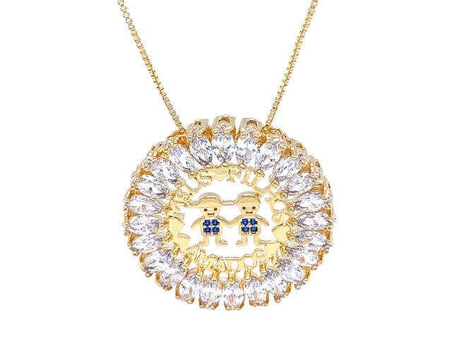 18K Gold Necklace Pendant mandala Sons
