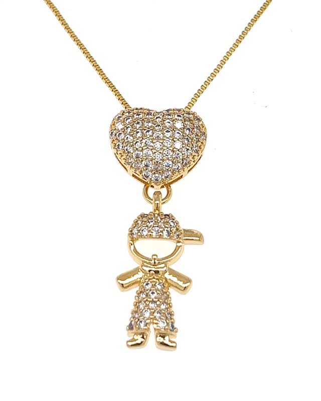 Necklace with Pendant Boy Heart With Zirconias
