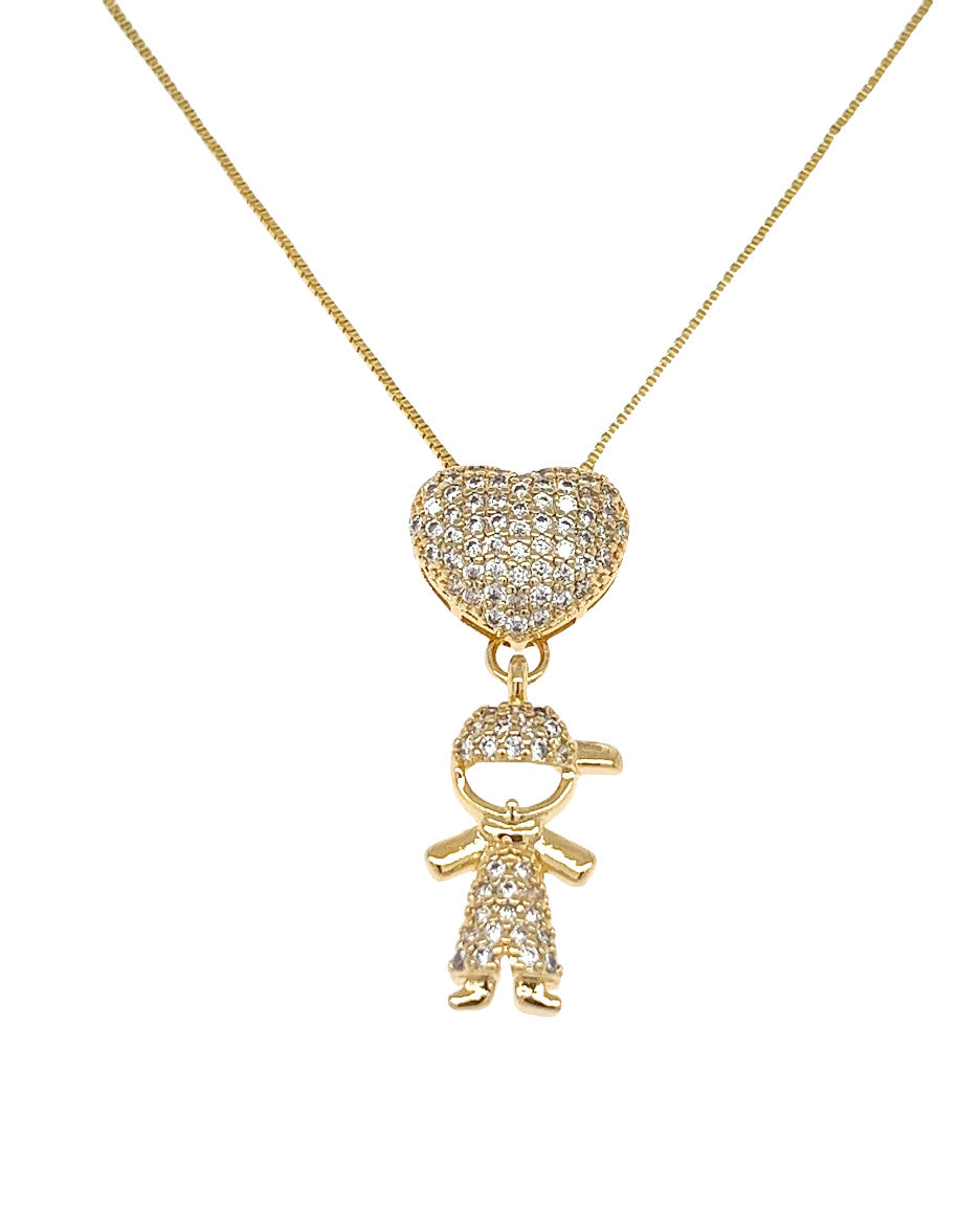 Necklace with Pendant Boy Heart With Zirconias