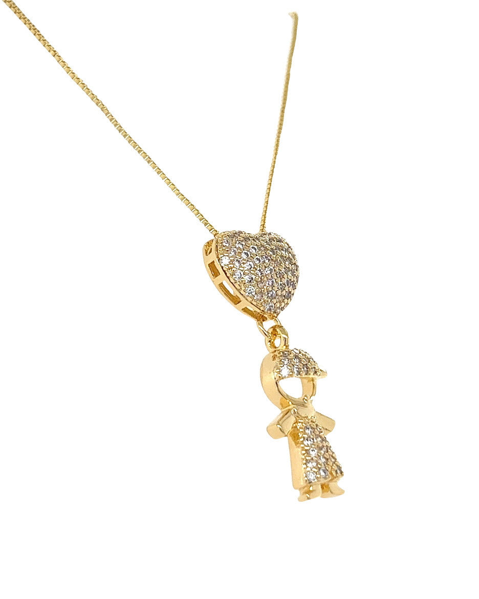 Necklace with Pendant Boy Heart With Zirconias