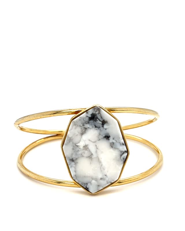 18K Gold Plated Bracelet with a Plate Natural Stone