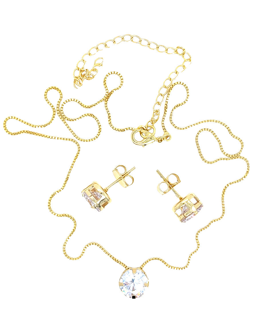 Earrings and Necklace Set with large Zirconia
