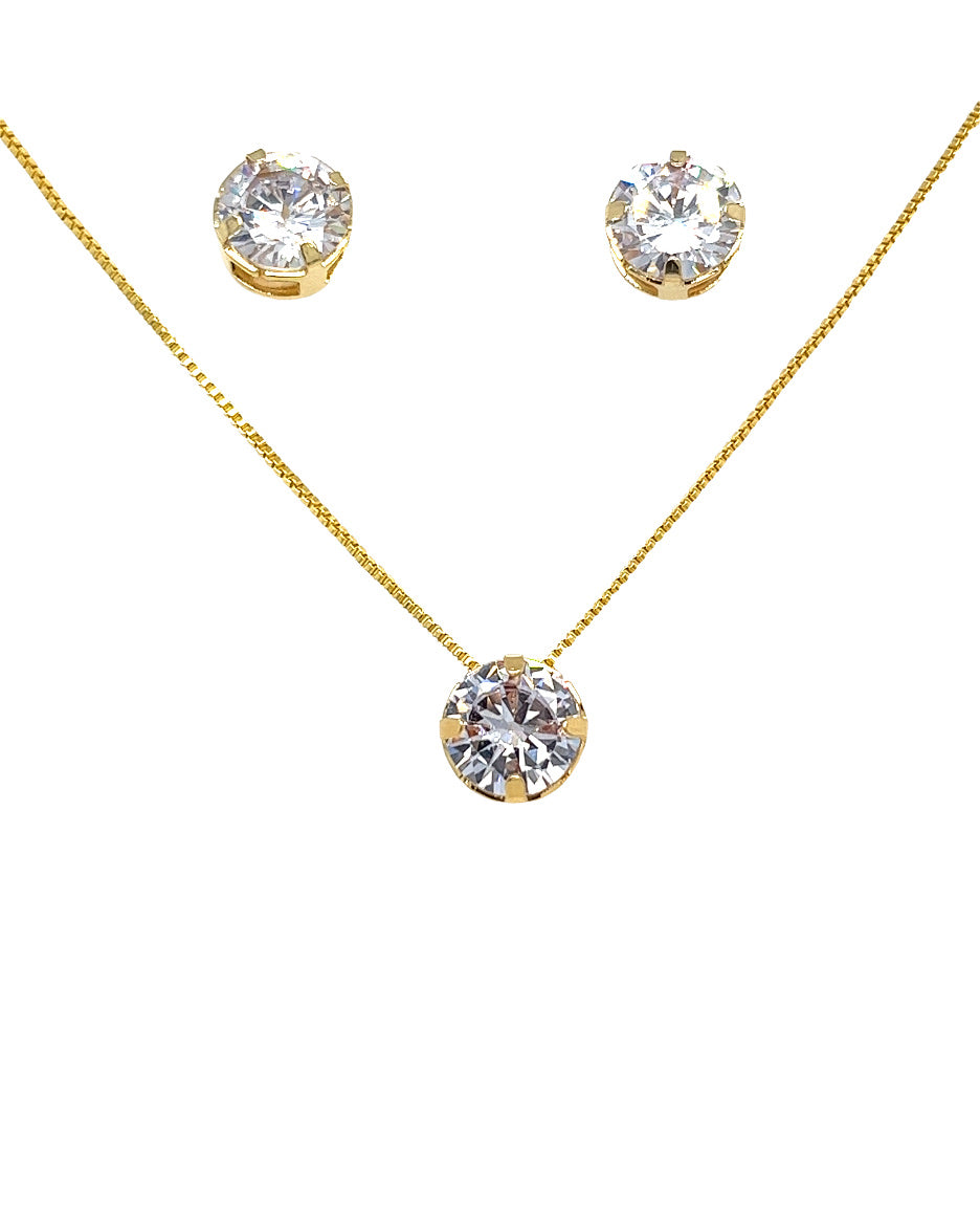 Earrings and Necklace Set with large Zirconia