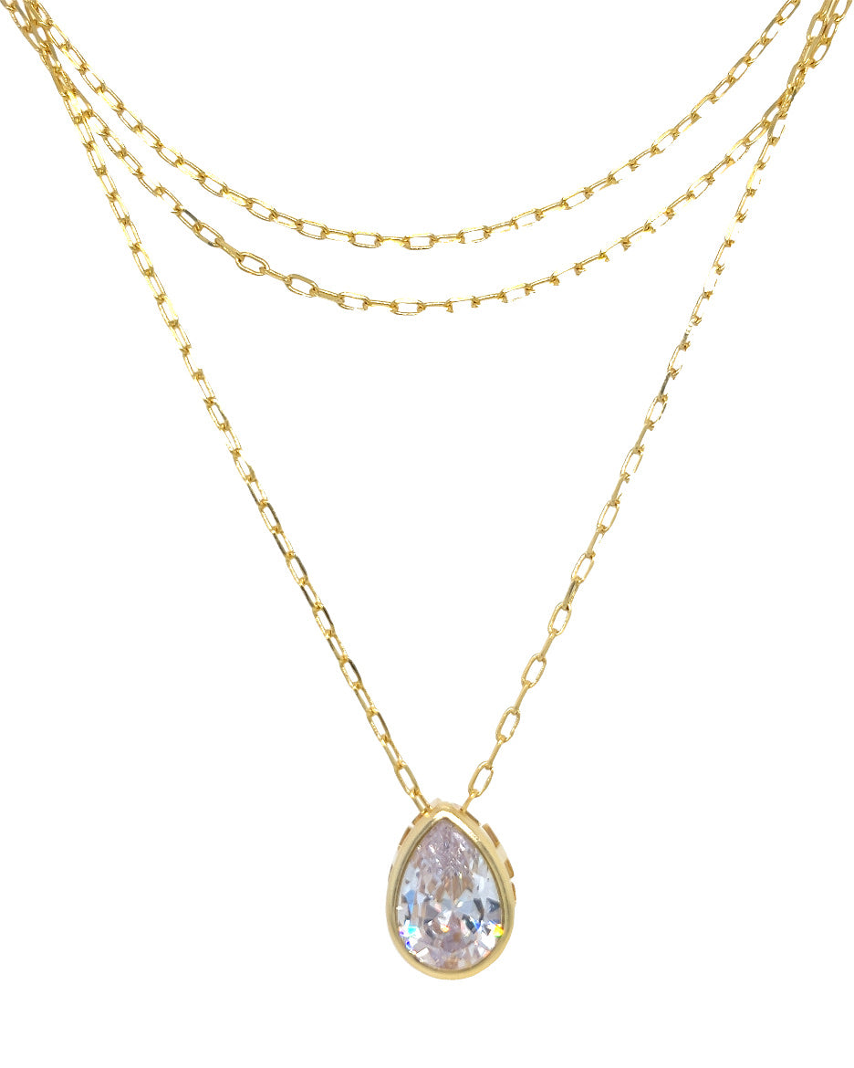 316. Choker Triple Layer with Zirconia Pendant