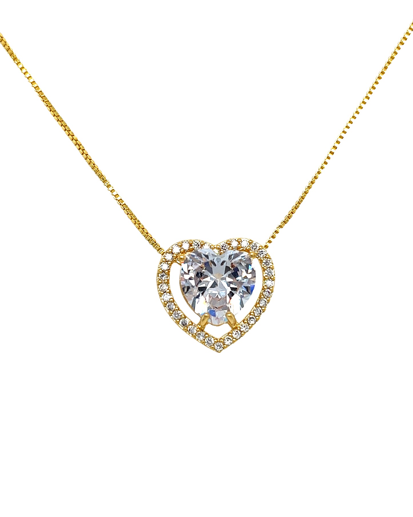 Gold Pendant Heart with Zirconia