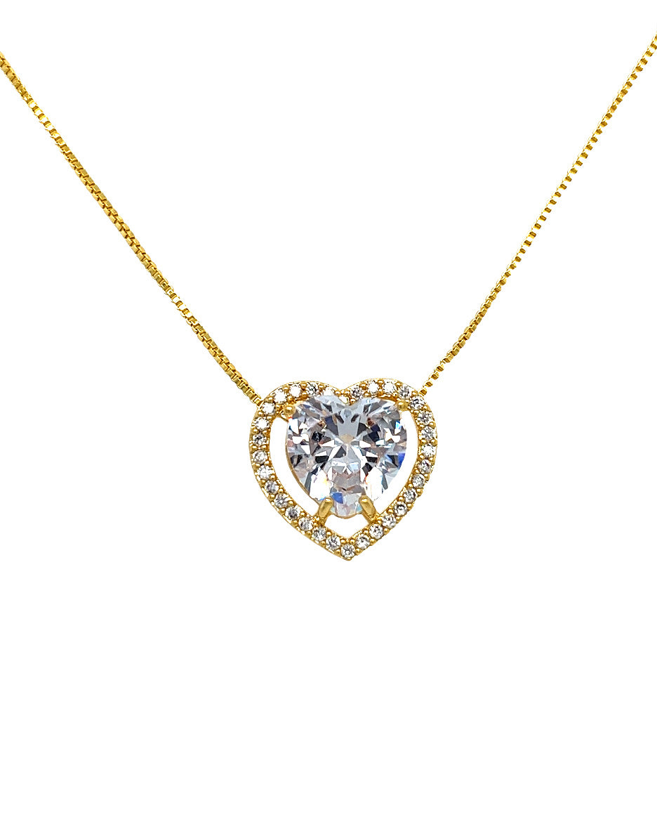 Gold Pendant Heart with Zirconia