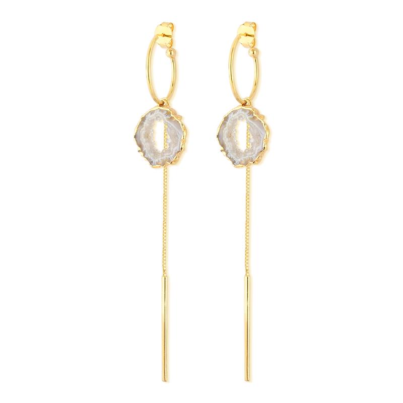 Earring 3 in 1 Hoop with Natural Stone