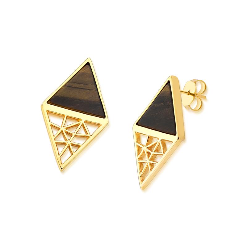 18K Gold Plated Earring with natural stone.