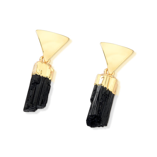 Gold Plated stud Earrings with Natural Stone