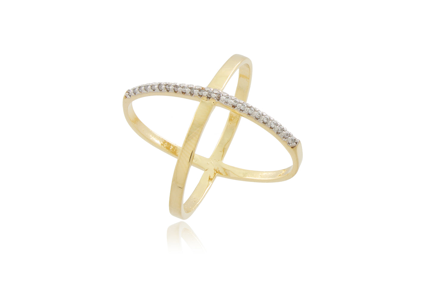 Gold Large Square Ring with Zirconia