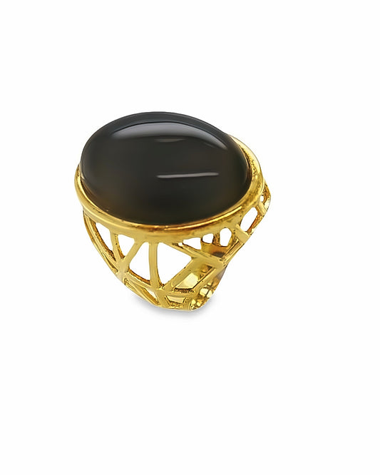 18K Gold Plated Ring Natural Stone