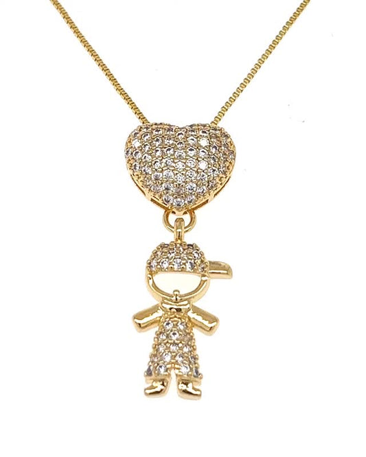 Necklace with Pendant  Boy Heart With Zirconias