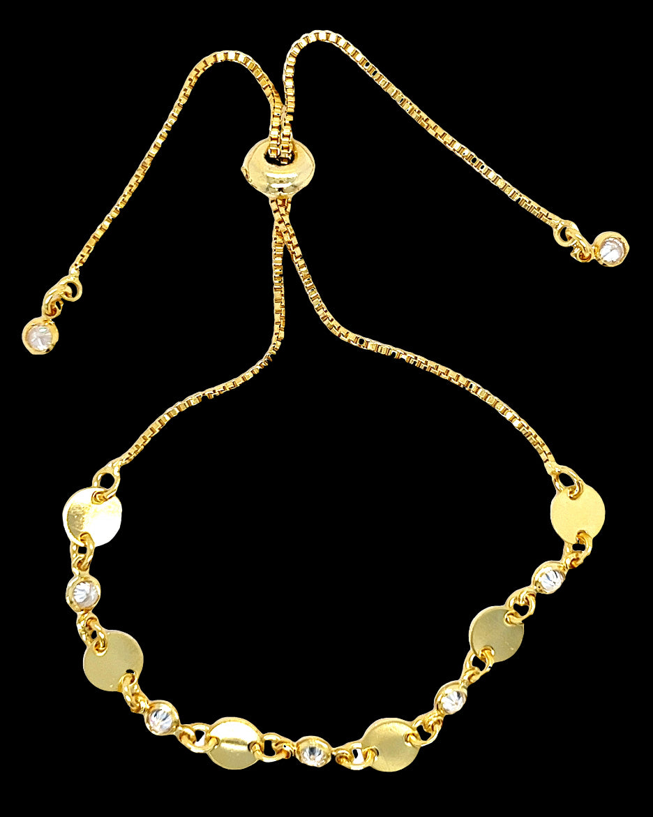 Gold Bracelet with Zirconias and Dots