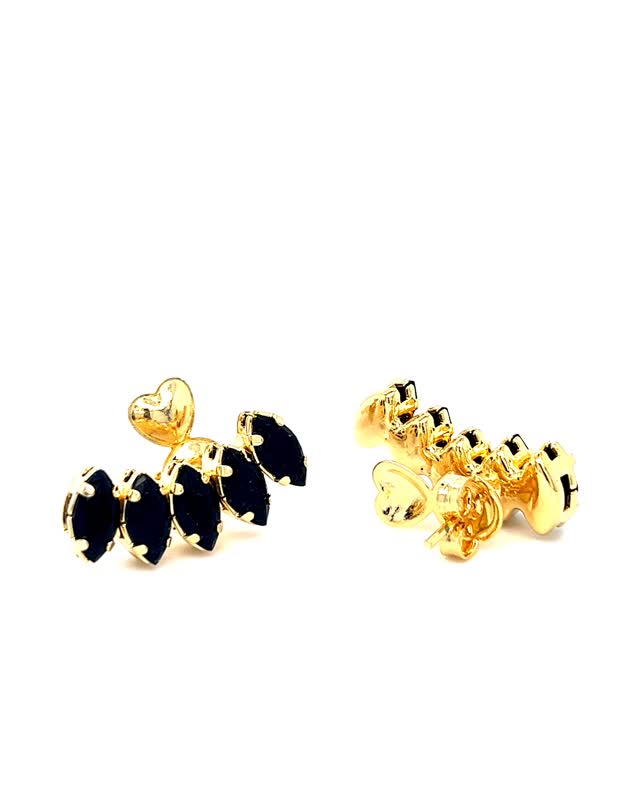 Ear cuff Stud Earrings with Black Navet