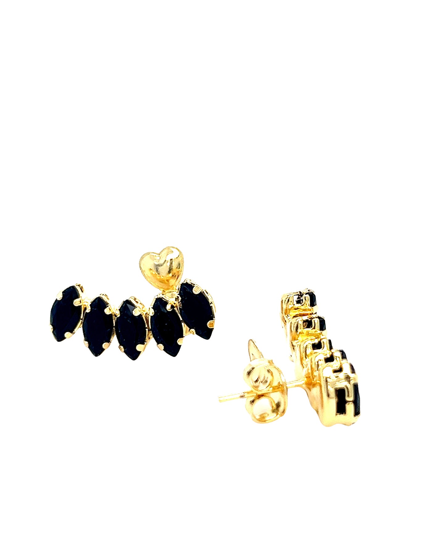 Ear cuff Stud Earrings with Black Navet