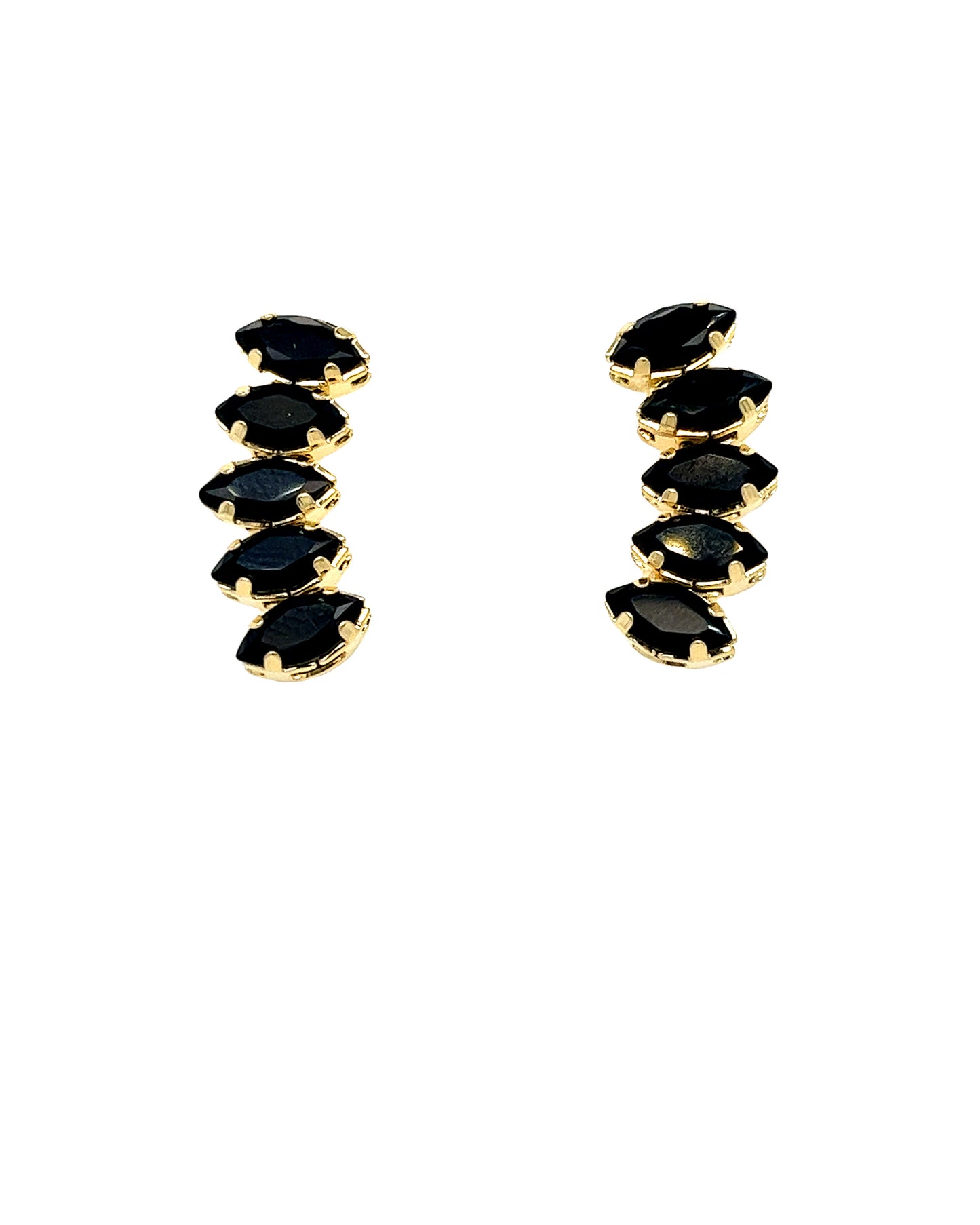 Ear cuff Stud Earrings with Black Navet