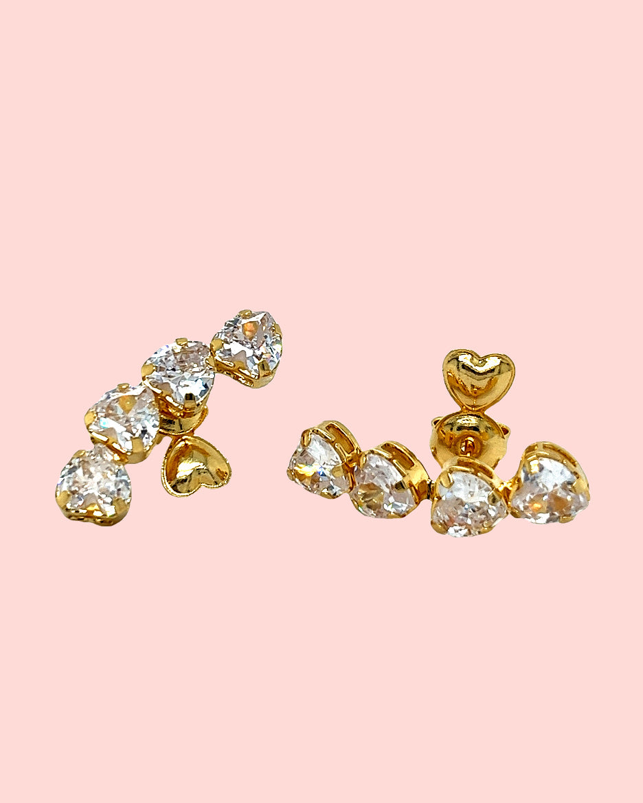 Ear cuff Earrings with Heart Shape Zirconias