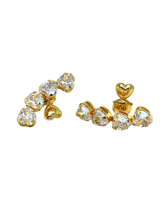 Ear cuff Earrings with Heart Shape Zirconias