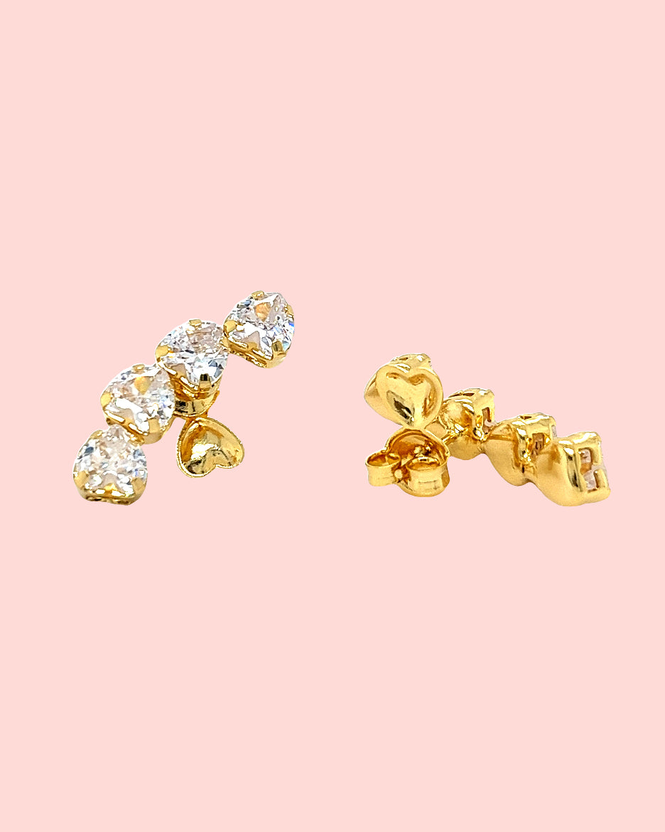 Ear cuff Earrings with Heart Shape Zirconias