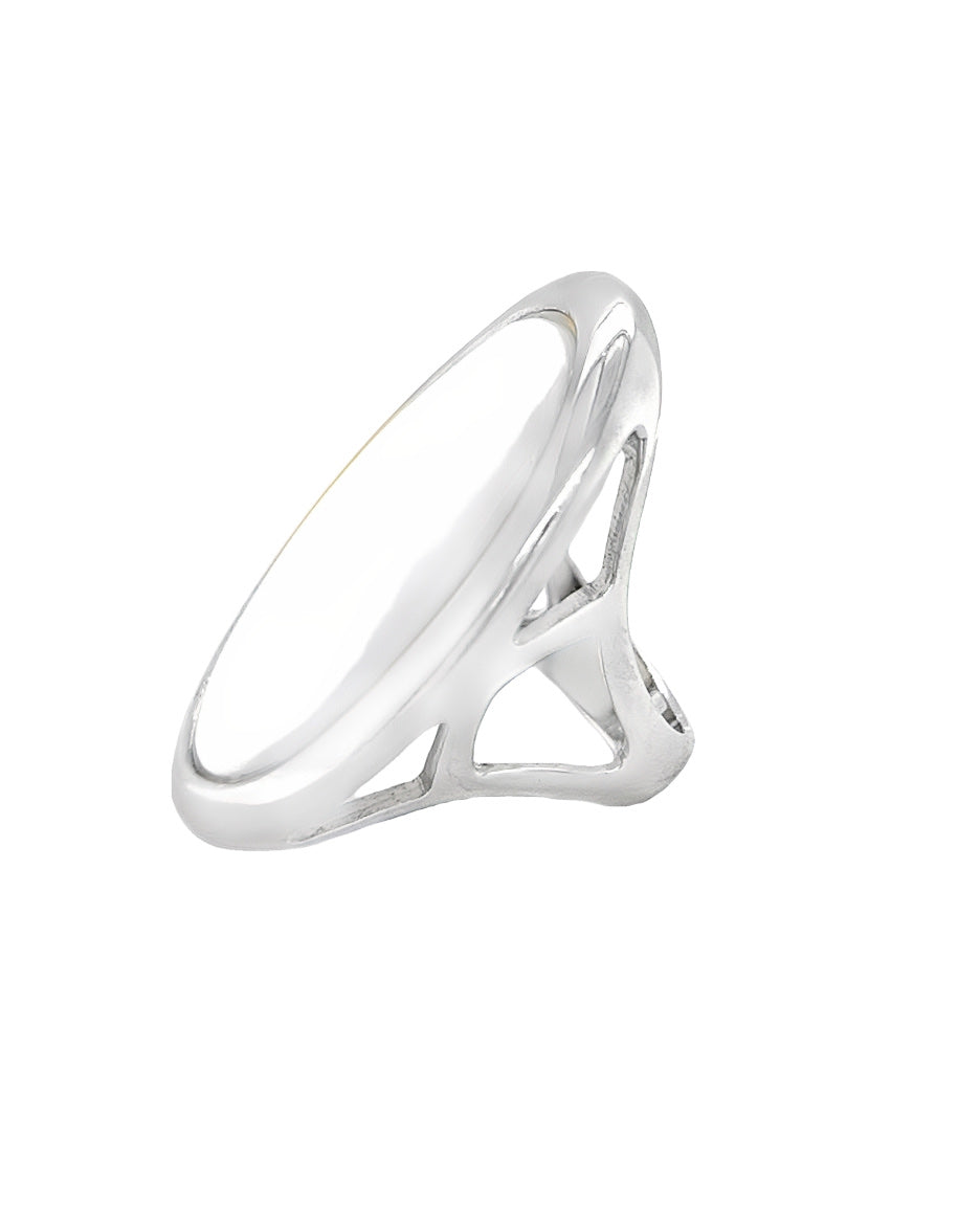 Rhodium Plated Ring with Natural Stone