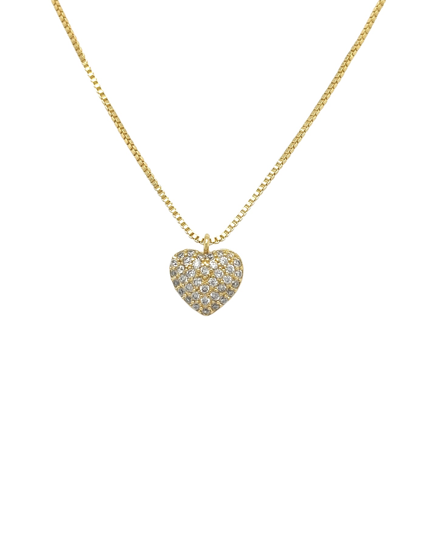 Gold Necklace Heart Shape with Zirconias.