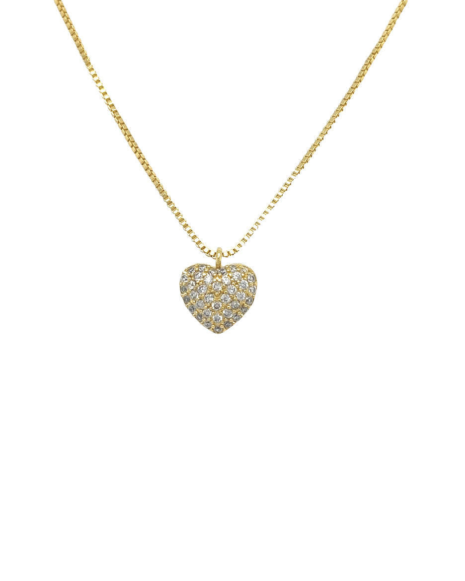 Gold Necklace Heart Shape with Zirconias.