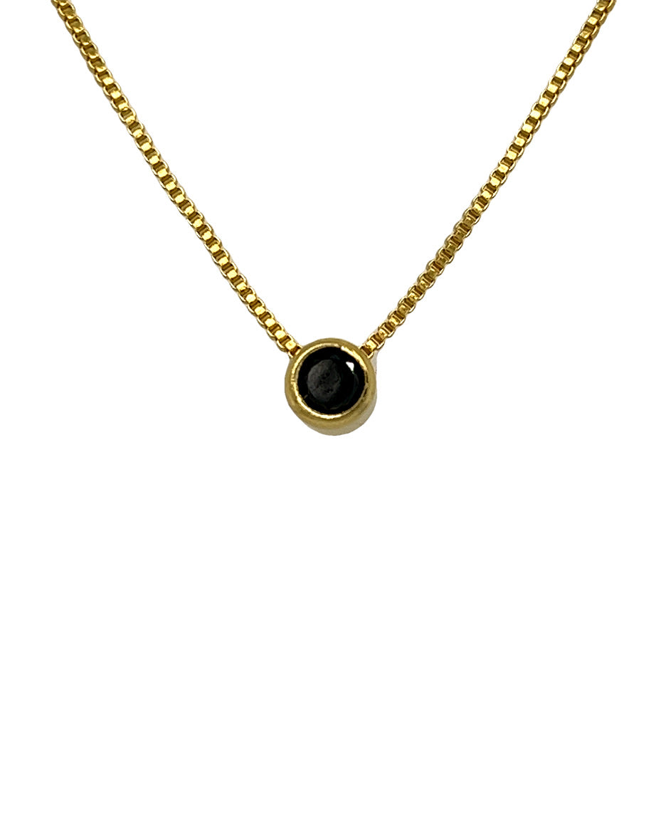 Gold Necklace with Black Zirconia