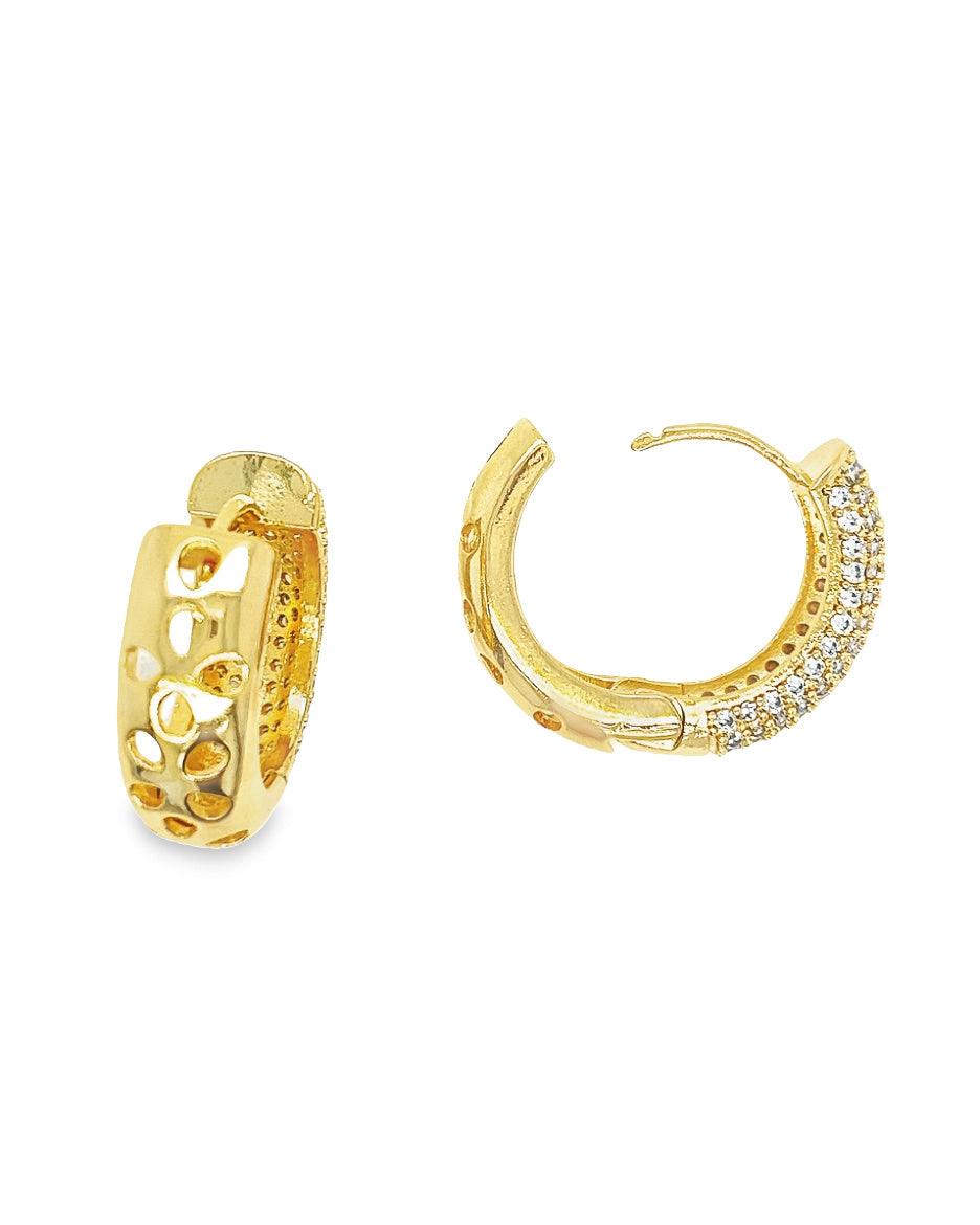 Gold Earrings with Zirconias Large Size