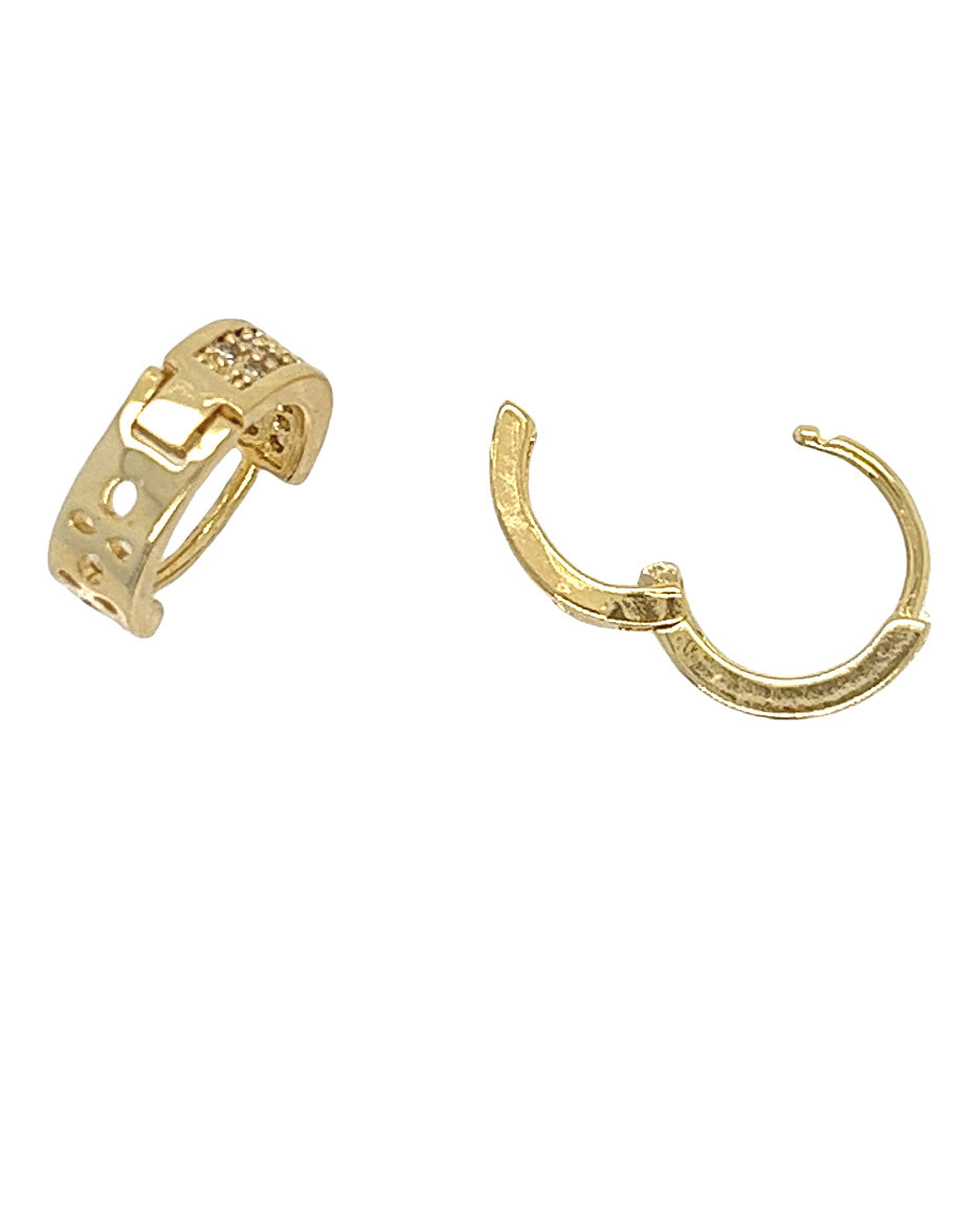 Small Gold Earrings Double layer of Zirconias