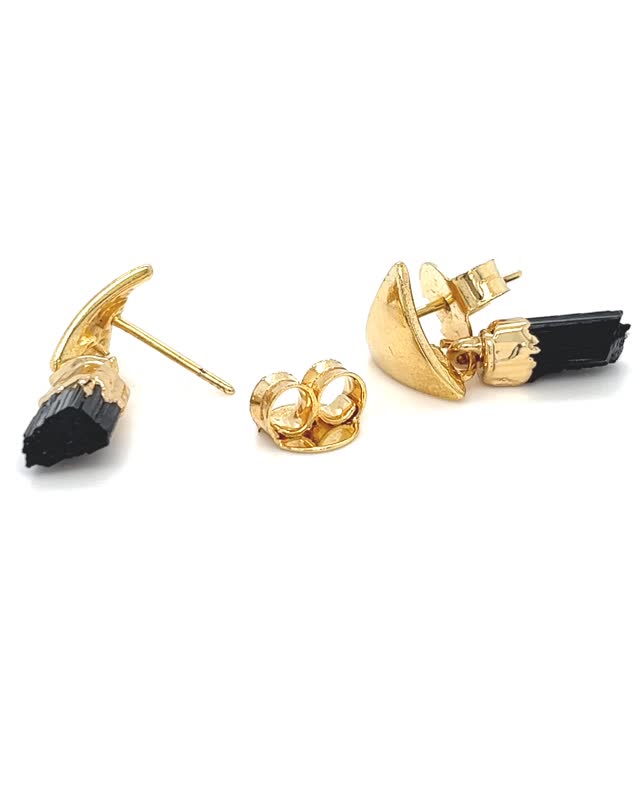 Gold Plated stud Earrings with Natural Stone