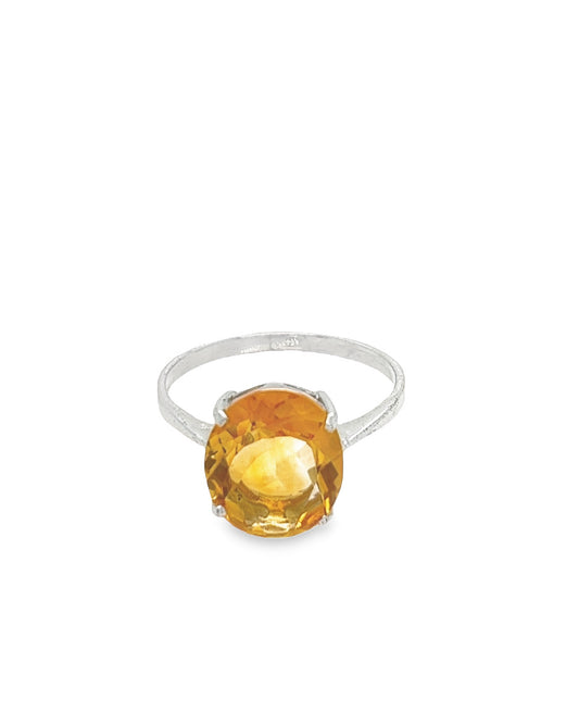 925 Silver Ring with Oval Citrine Stone