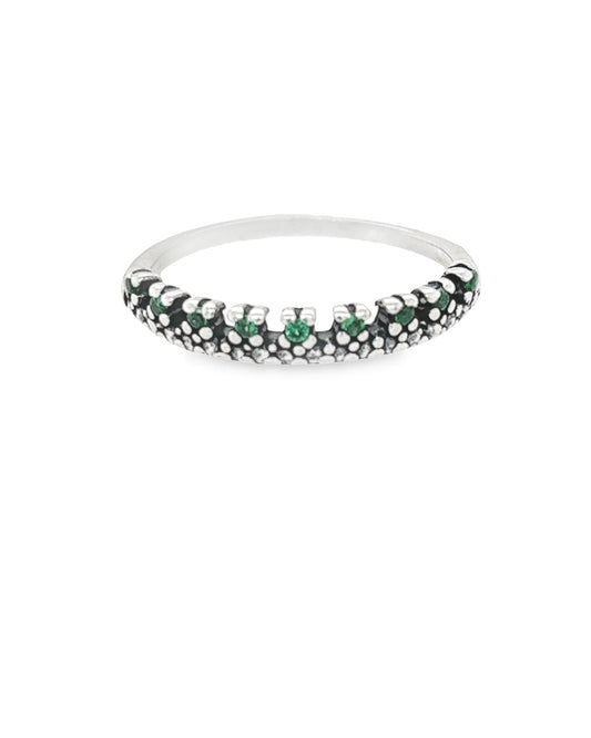 Sterling Silver Ring with Green Zirconias