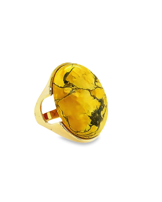 18K Gold Plated Ring with Natural Stone