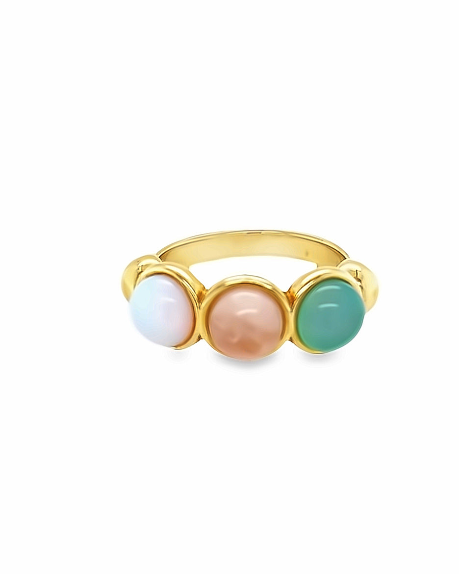 18K Gold Plated Ring with Natural Stones