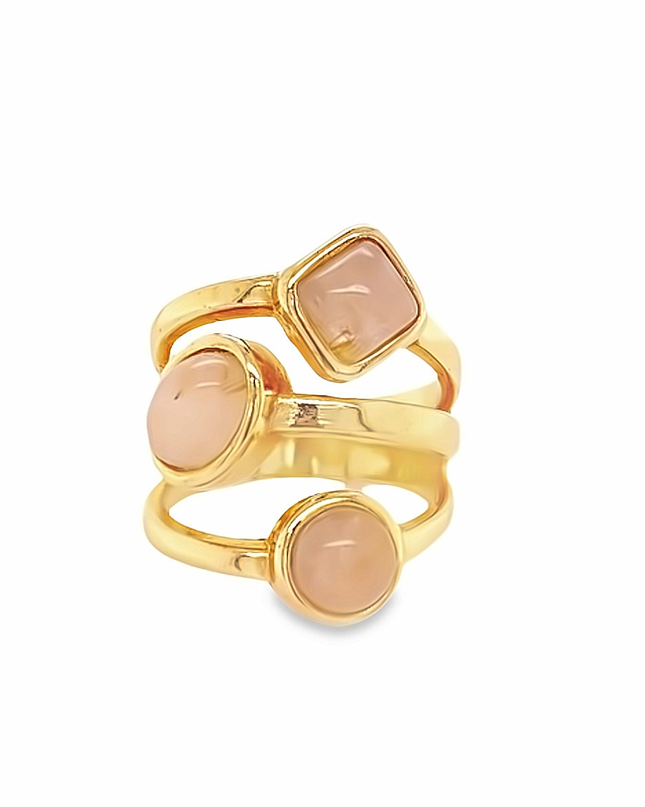 18K Gold Plated Ring with Natural Stones