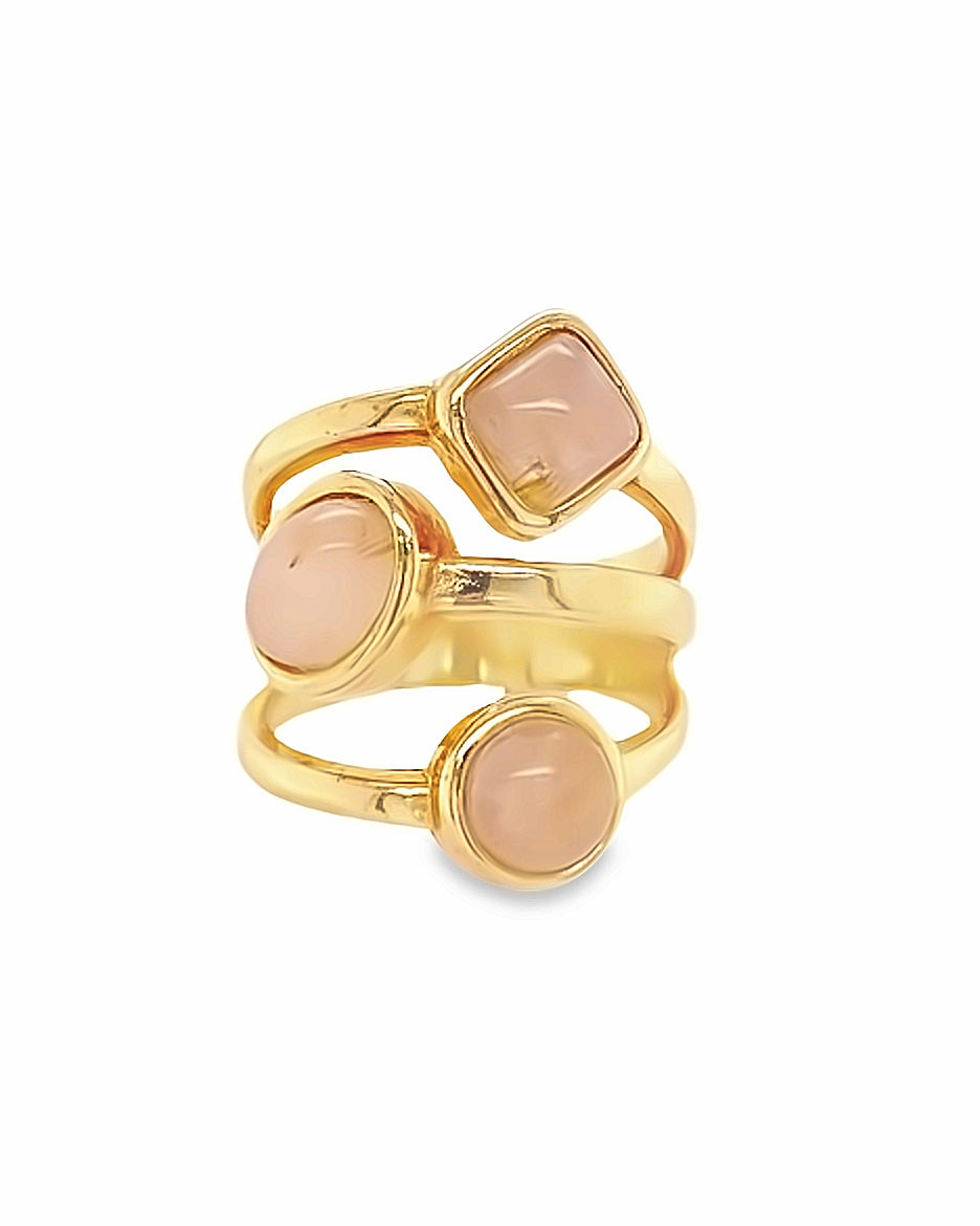 18K Gold Plated Ring with Natural Stones