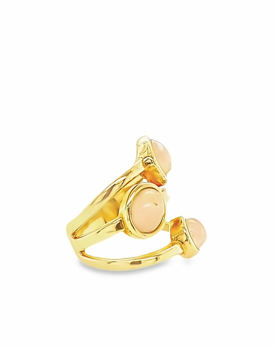 18K Gold Plated Ring with Natural Stones