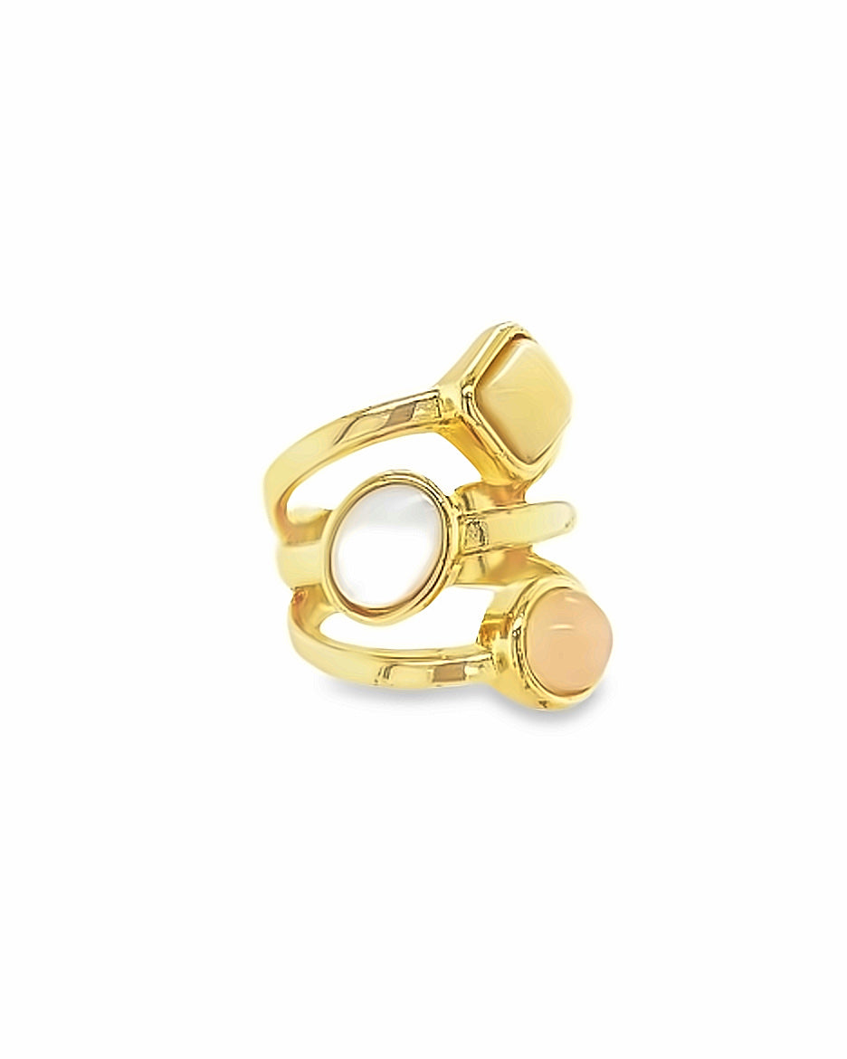 18K Gold Plated Ring with Natural Stones