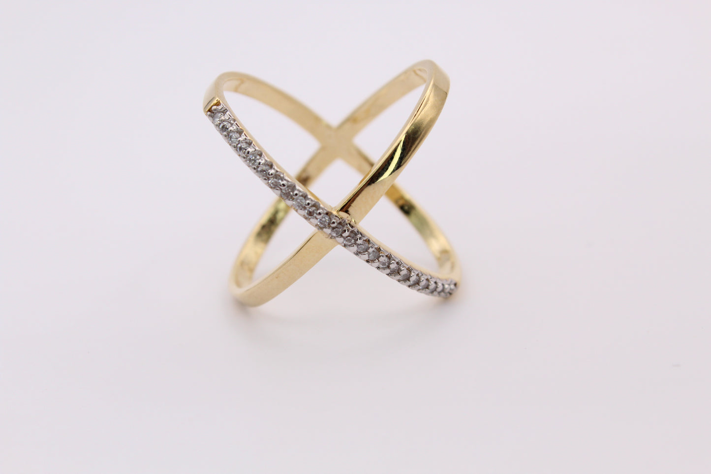 Gold Large Square Ring with Zirconia