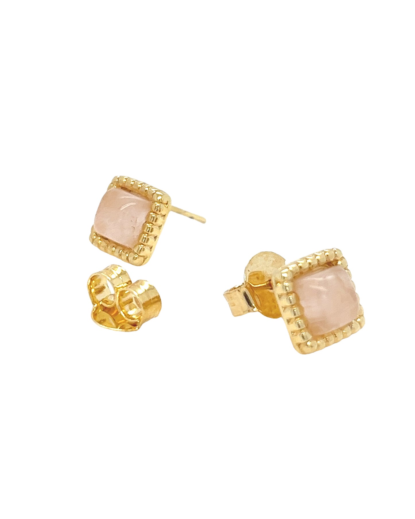 18K Gold Plated Square Earrings Natural Stone