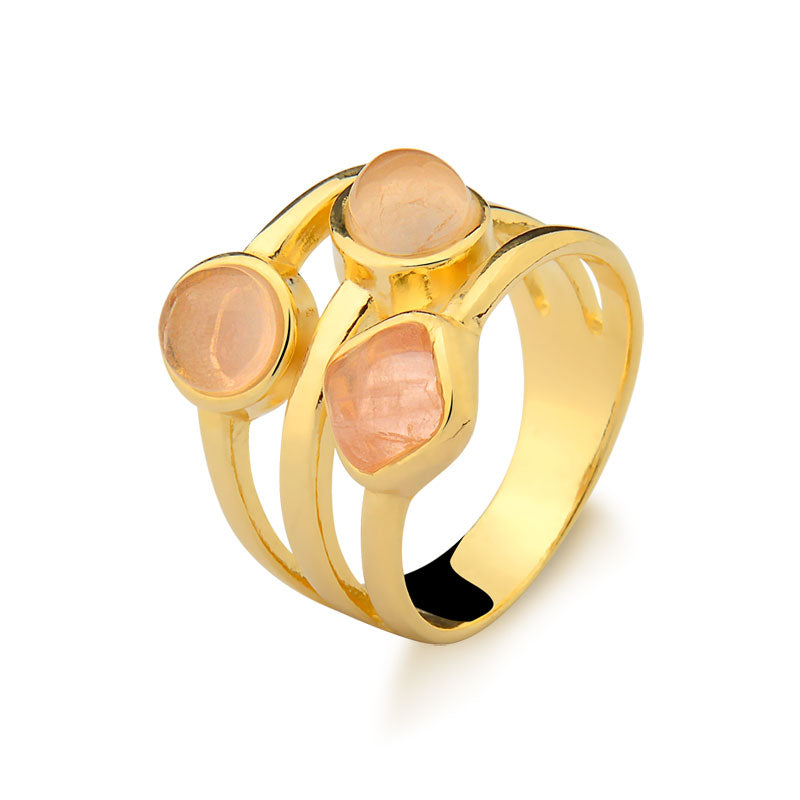 18K Gold Plated Ring with Natural Stones