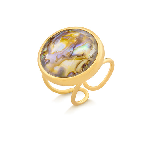 18K Gold Plated Ring with Natural Stone