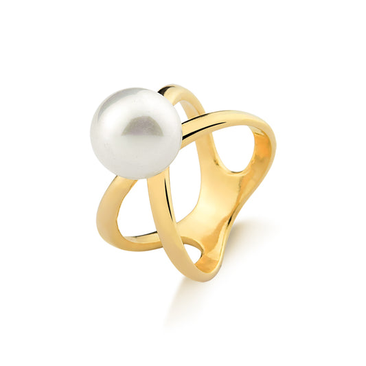 18K Gold Plated Ring with Natural Pearl