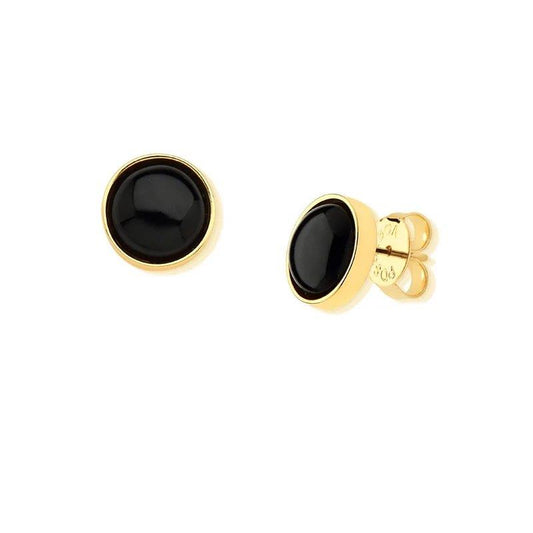 18K Gold Plated Round Earrings with Natural Stone