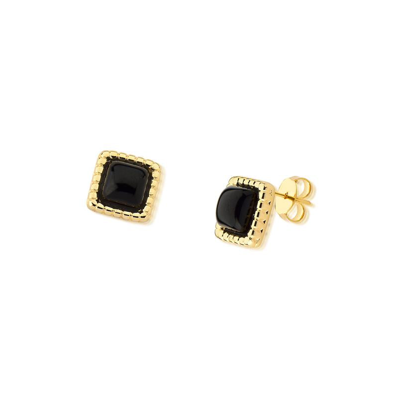 18K Gold Plated Square Earrings Natural Stone