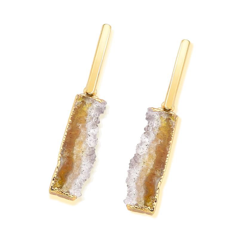 18K Gold Plated Earring with natural stone