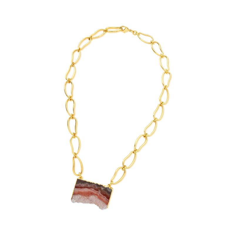 18K Gold Plated Necklace with Natural Stone