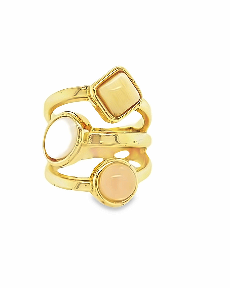 18K Gold Plated Ring with Natural Stones