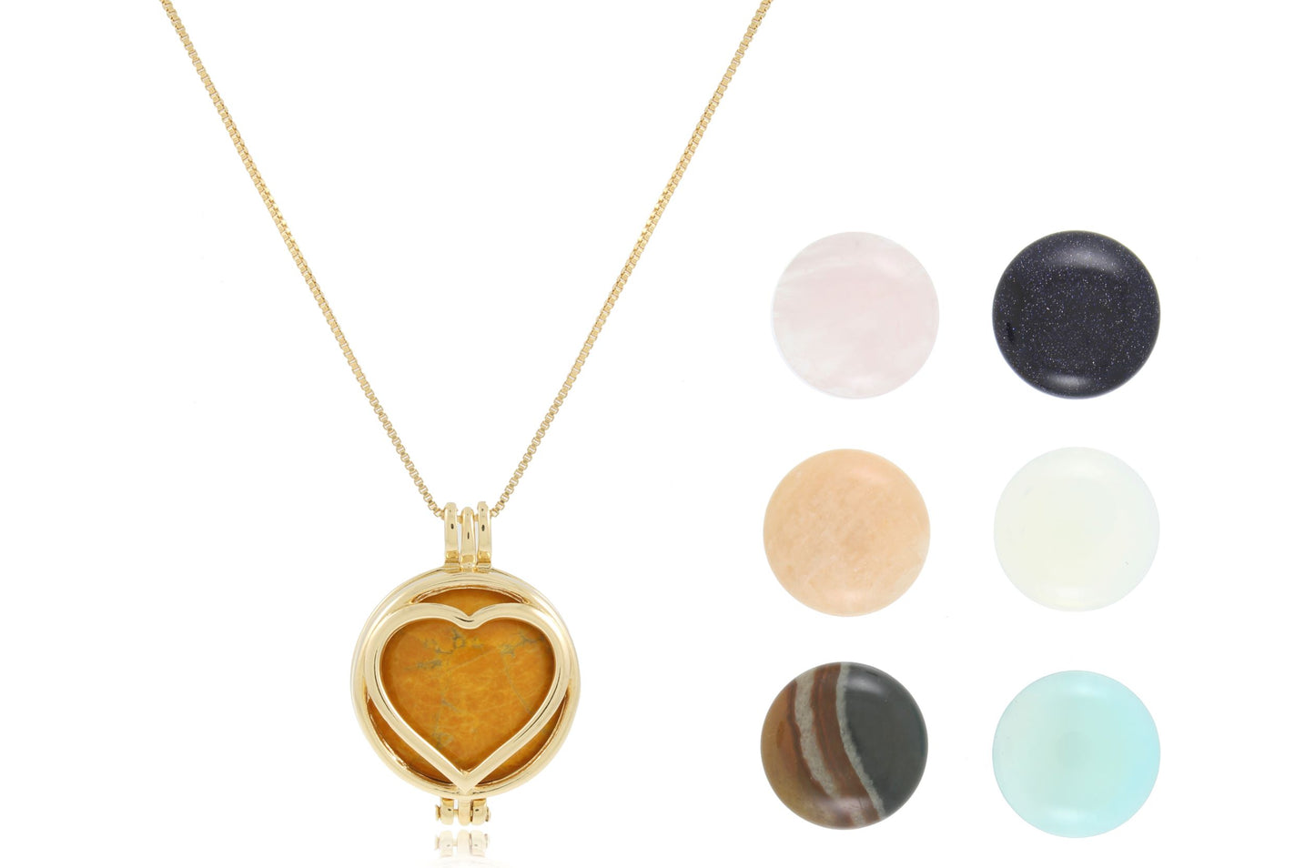 Heart Combo Women Necklace With 7 Natural Exchangeable Stones